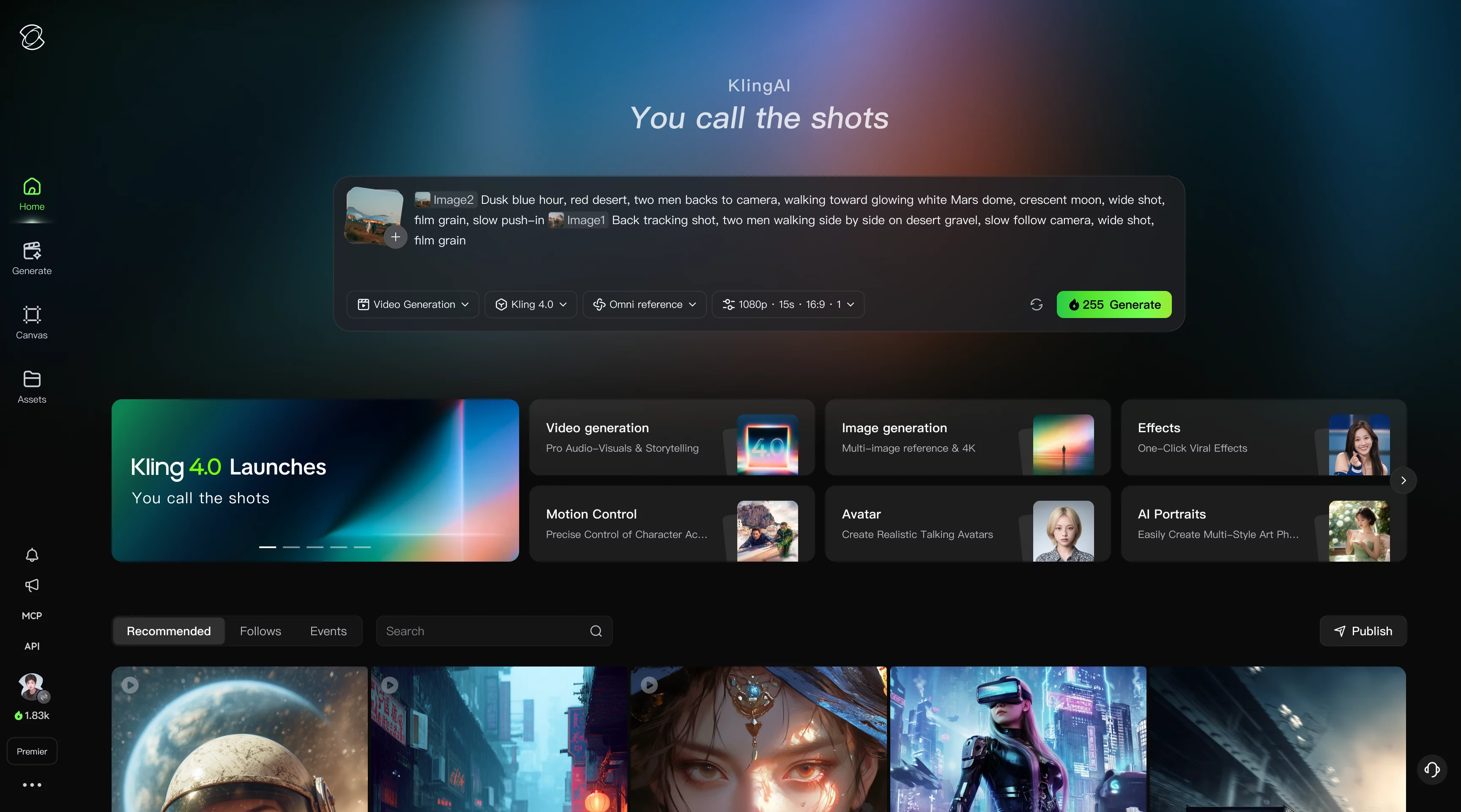 Kling 4.0 connected timeline for editing and adding assets